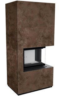 Камін Kratki FLOKI BOX правий 8 kW &Oslash; 160 в обудові з керамограніту OXIDE MORO