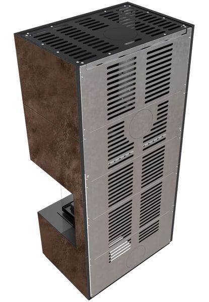 Kominek Kratki FLOKI BOX prawy 8 kW &Oslash; 160 w obudowie z gresu OXIDE MORO