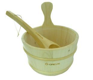 GREUS pine set (4 L bucket + ladle) with plastic insert for sauna and steam room