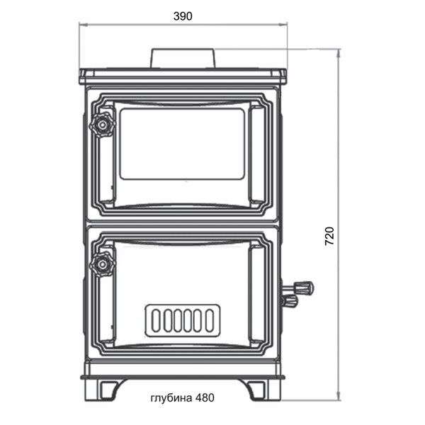 Stove-fireplace heating and cooking wood (Turbo) "euro burzhuyka" DUVAL EM-203F EM-203F фото