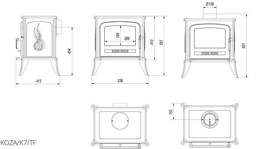 Cast iron stove-fireplace Kratki KOZA K7 TURBOFAN KOZA/K7/TF фото