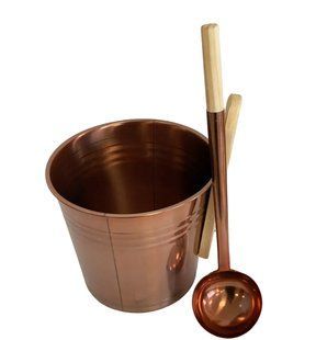 GREUS steel bucket and ladle set, bronze, for sauna and steam room