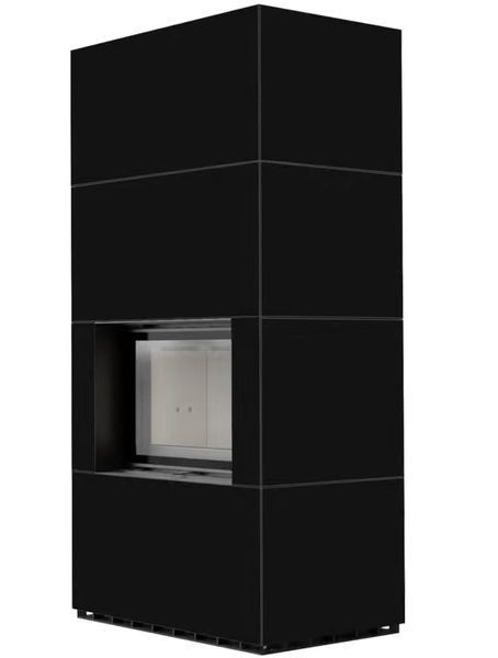 Камин Kratki FLOKI BOX 8 kW &Oslash; 160 в облицовке из керамогранита NERO ASSOLUTO
