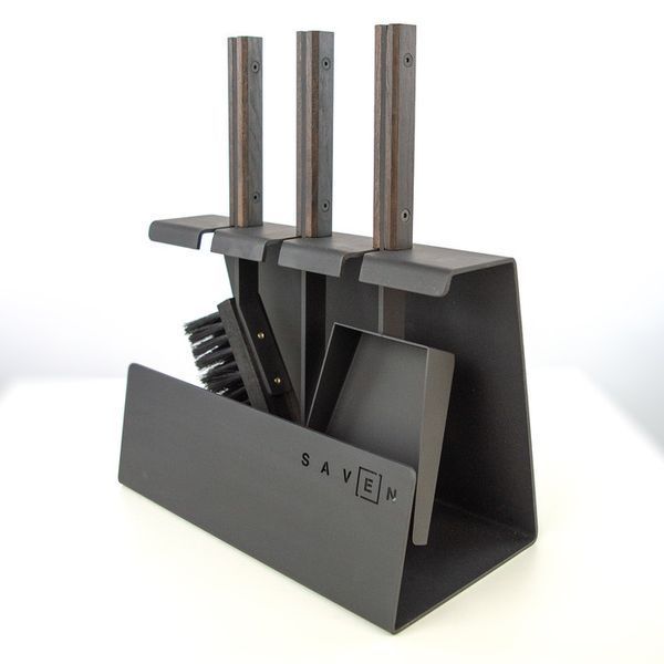 SAVEN Set 2 S black fireplace tool set