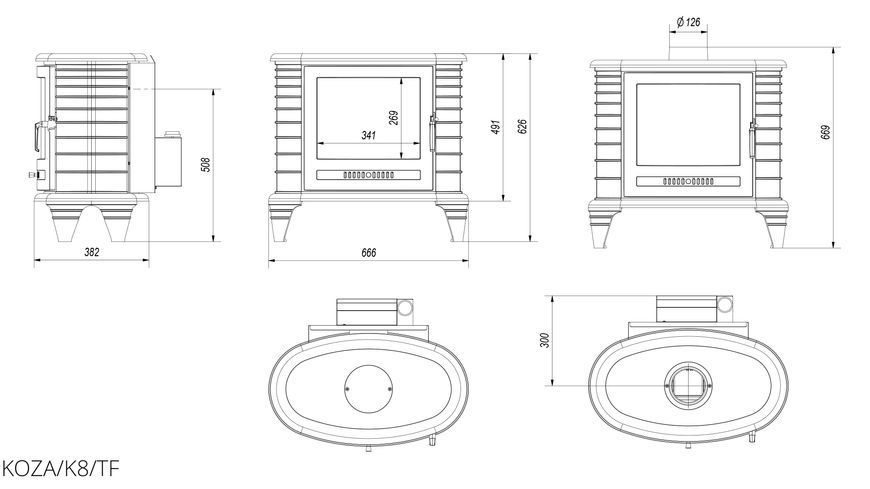Żeliwny piec-kominek Kratki KOZA K8 TURBOFAN KOZA/K8/TF фото