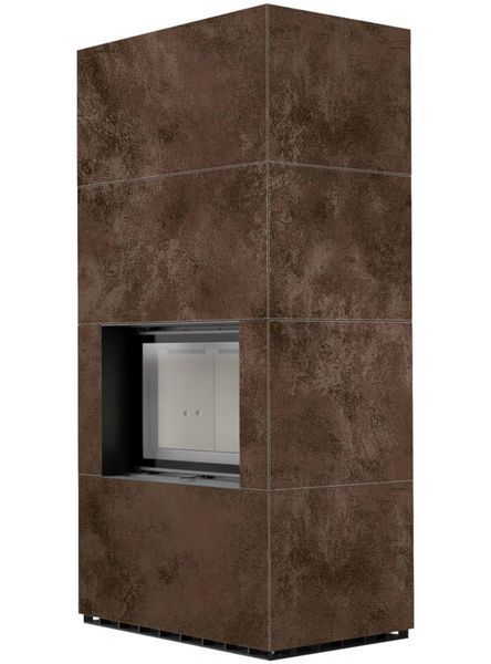 Камин Kratki FLOKI BOX 8 kW &Oslash; 160 в облицовке из керамогранита OXIDE MORO