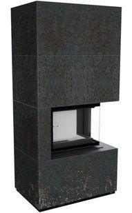 Камін Kratki FLOKI BOX правий 8 kW &Oslash; 160 в обудові з керамограніту OXIDE NERO
