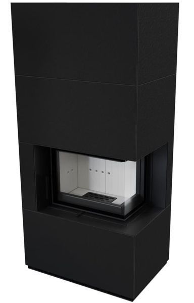 Камін Kratki FLOKI BOX правий 8 kW &Oslash; 160 в обудові модульній ZIMBABWE NERO