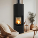 Stalowy piec-kominek Kratki TORA L konglomerat ceramiczny Nero Assoluto (8 kW)