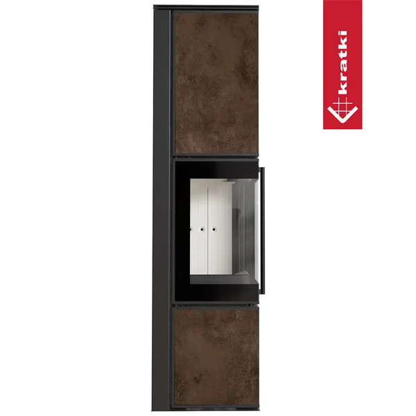 Stalowy piec kominkowy Kratki TORA L gres porcelanowy OXIDE MORO (8 kW) TORA/L/Q/O/M фото