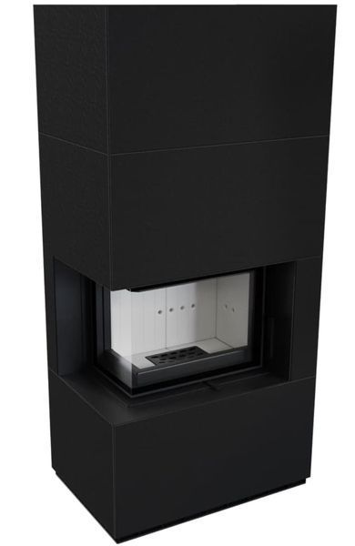Камин Kratki FLOKI BOX левый 8 kW &Oslash; 160 в модульной облицовке ZIMBABWE NERO