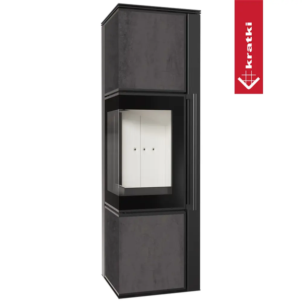 Stalowy piec‑kominek Kratki TORA M konglomerat ceramiczny NATURALI PIETRA DI SAVOIA ANTRANCITE BOCCIARDATA (8 kW) TORA/M/Q/N/P/D/S/A/B фото