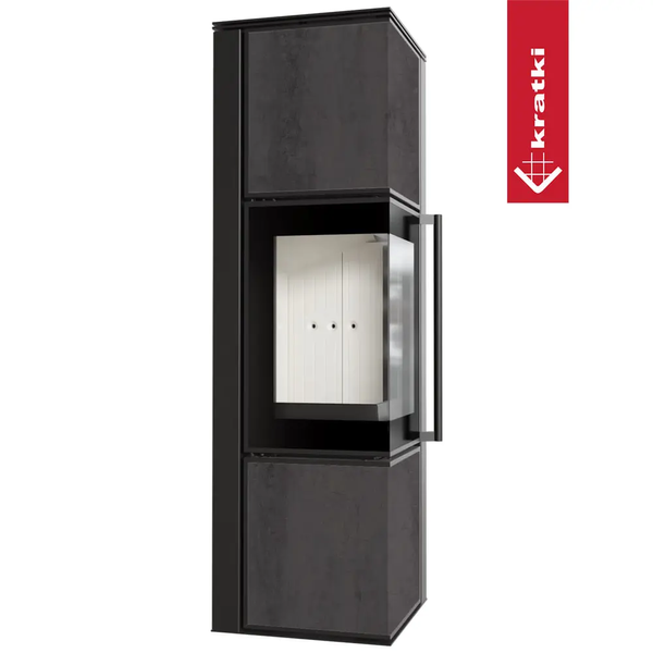 Stalowy piec‑kominek Kratki TORA M konglomerat ceramiczny NATURALI PIETRA DI SAVOIA ANTRANCITE BOCCIARDATA (8 kW) TORA/M/Q/N/P/D/S/A/B фото