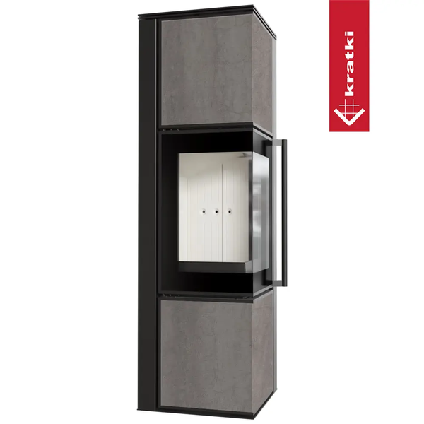 Stalowy piec‑kominek Kratki TORA M konglomerat ceramiczny NATURALI PIETRA DI SAVOIA GRIGIA BOCCIARDATA (8 kW) TORA/M/Q/N/P/D/S/G фото