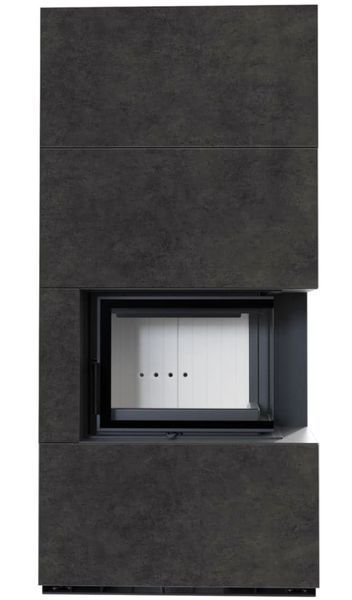 Камін Kratki FLOKI BOX правий 8 kW &Oslash; 160 в обудові з керамограніту FOKOS GRAFITE