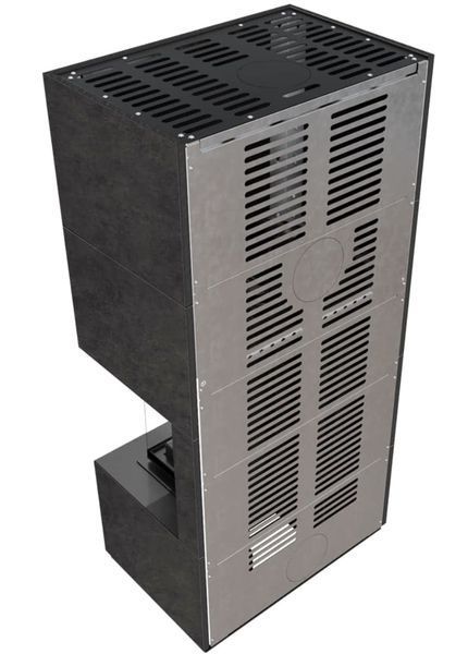 Камін Kratki FLOKI BOX правий 8 kW &Oslash; 160 в обудові з керамограніту FOKOS GRAFITE