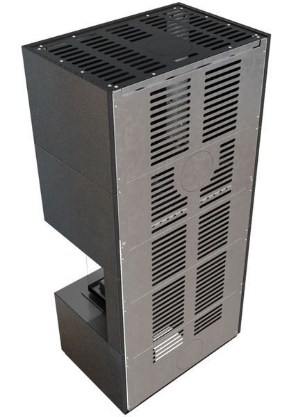 Камин Kratki FLOKI BOX правый 8 kW &Oslash; 160 в модульной облицовке INDIAN BLACK