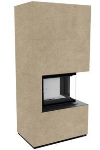 Fireplace Kratki FLOKI BOX right 8 kW &Oslash; 160 with FOKOS RENA porcelain stoneware cladding