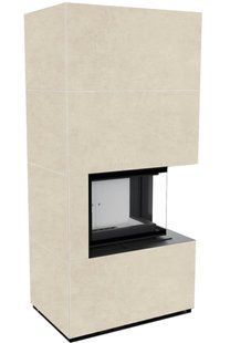 Fireplace Kratki FLOKI BOX right 8 kW &Oslash; 160 with FOKOS SALE porcelain stoneware cladding