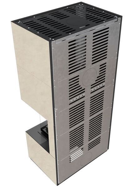 Камин Kratki FLOKI BOX правый 8 kW &Oslash; 160 в облицовке из керамогранита FOKOS SALE