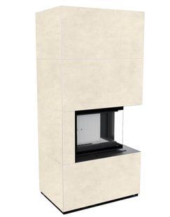 Fireplace Kratki FLOKI BOX right 8 kW &Oslash; 160 with FOKOS TALCO porcelain stoneware cladding