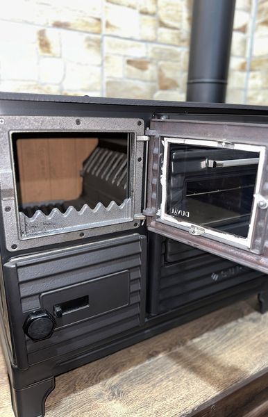 Stove-kitchen heating and cooking wood "Euro stove" with oven DUVAL EK-5237BL (BLACK EDITION) EK-5237BL фото