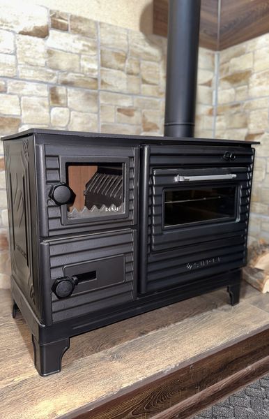 Duval EK-5237BL (BLACK EDITION) Wood-burning kitchen stove &ldquo;Euro potbelly stove&rdquo; with oven EK-5237BL фото