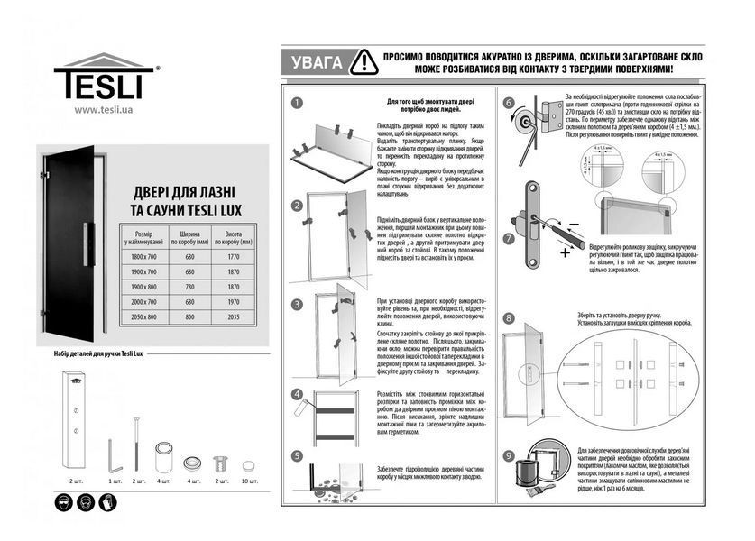 Двері для лазні та сауни Tesli Steel Magnetic 1900х700