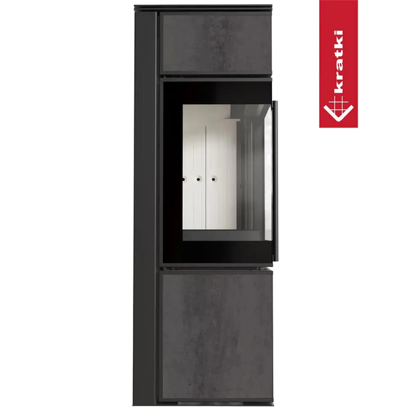 Stalowy piec-kominek Kratki TORA S z płytą z konglomeratu ceramicznego w eleganckim kolorze NATURALI PIETRA DI SAVOIA ANTRANCITE BOCCIARDATA (8 kW) TORA/S/Q/N/P/D/S/A/B фото