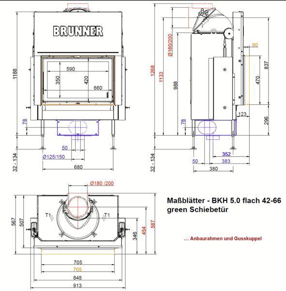 Flach BKH 42-66 is a straight fireplace with sliding doors BKH 5.0 flat 42-66 ST FR/Guss фото