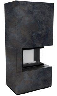 Камін Kratki FLOKI BOX правий 8 kW &Oslash; 160 в обудові з керамограніту OSSIDO NERO