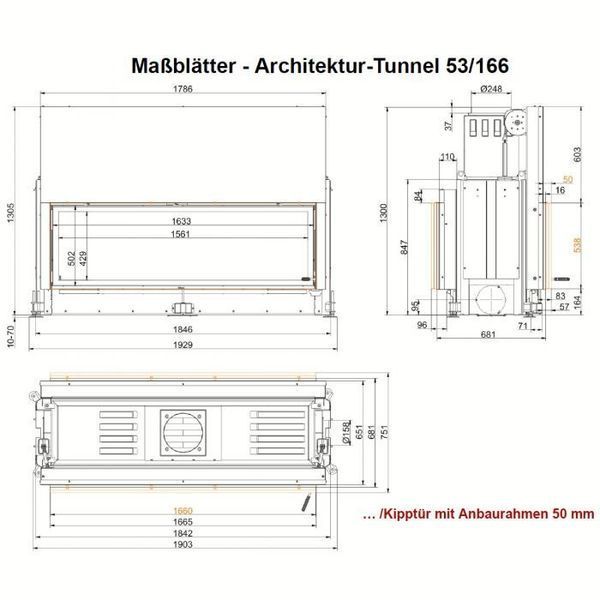 Architektur-kamin tunnel 53/121 камін тунельний з розсувними і відкидними дверцятами Architektur-Kamin Tunnel 53/121 фото