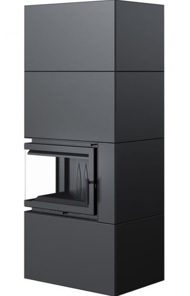 Камин Kratki SIMPLE 12 BS левый в облицовке BOX стальной &mdash; черный